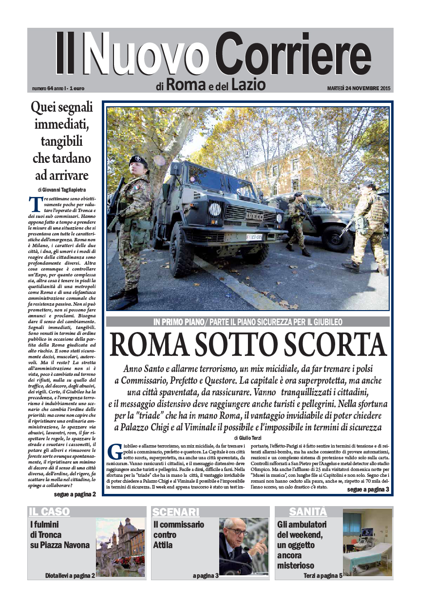 IL NUOVO CORRIERE DI ROMA E DEL LAZIO - MARTEDI' 24 NOVEMBRE 2015