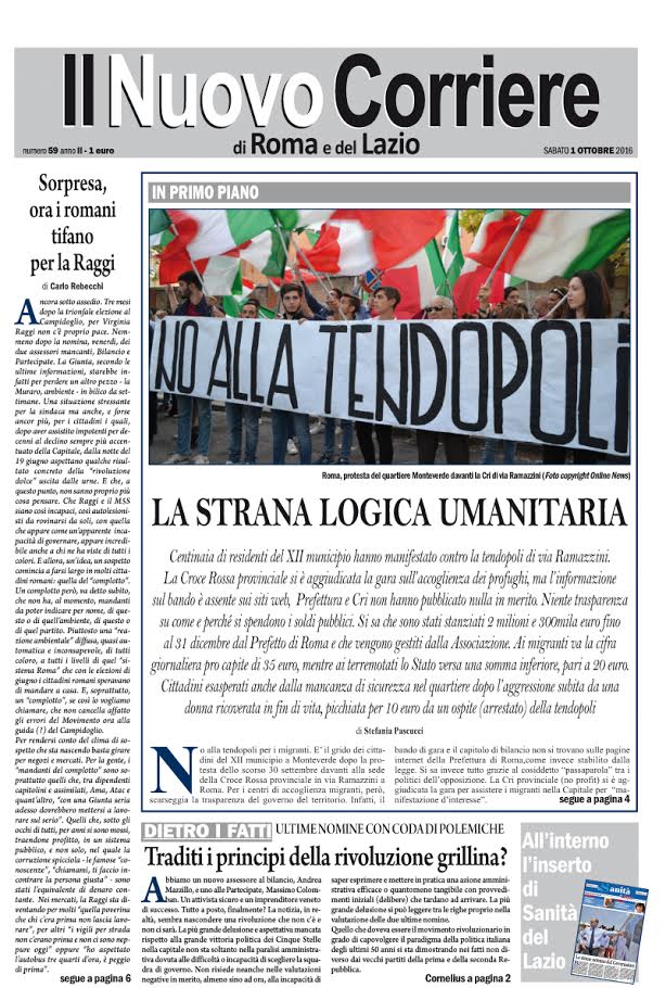 Il Nuovo Corriere di Roma e del Lazio – NUMERO 59 ANNO II – SABATO 1 OTTOBRE 2016