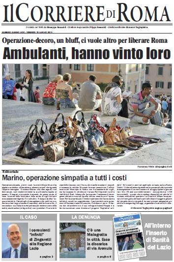 Il Corriere di Roma – NUMERO 6 ANNO LXVI – VENERDI' 19 LUGLIO 2013