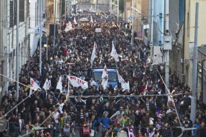 Un momento della manifestazione No Tav nelle strade di Roma