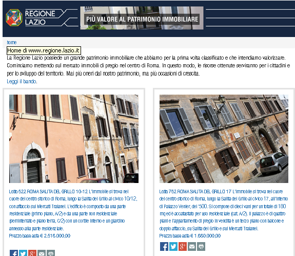 Centro storico, al via le aste online per gli immobili di pregio della Regione Lazio
