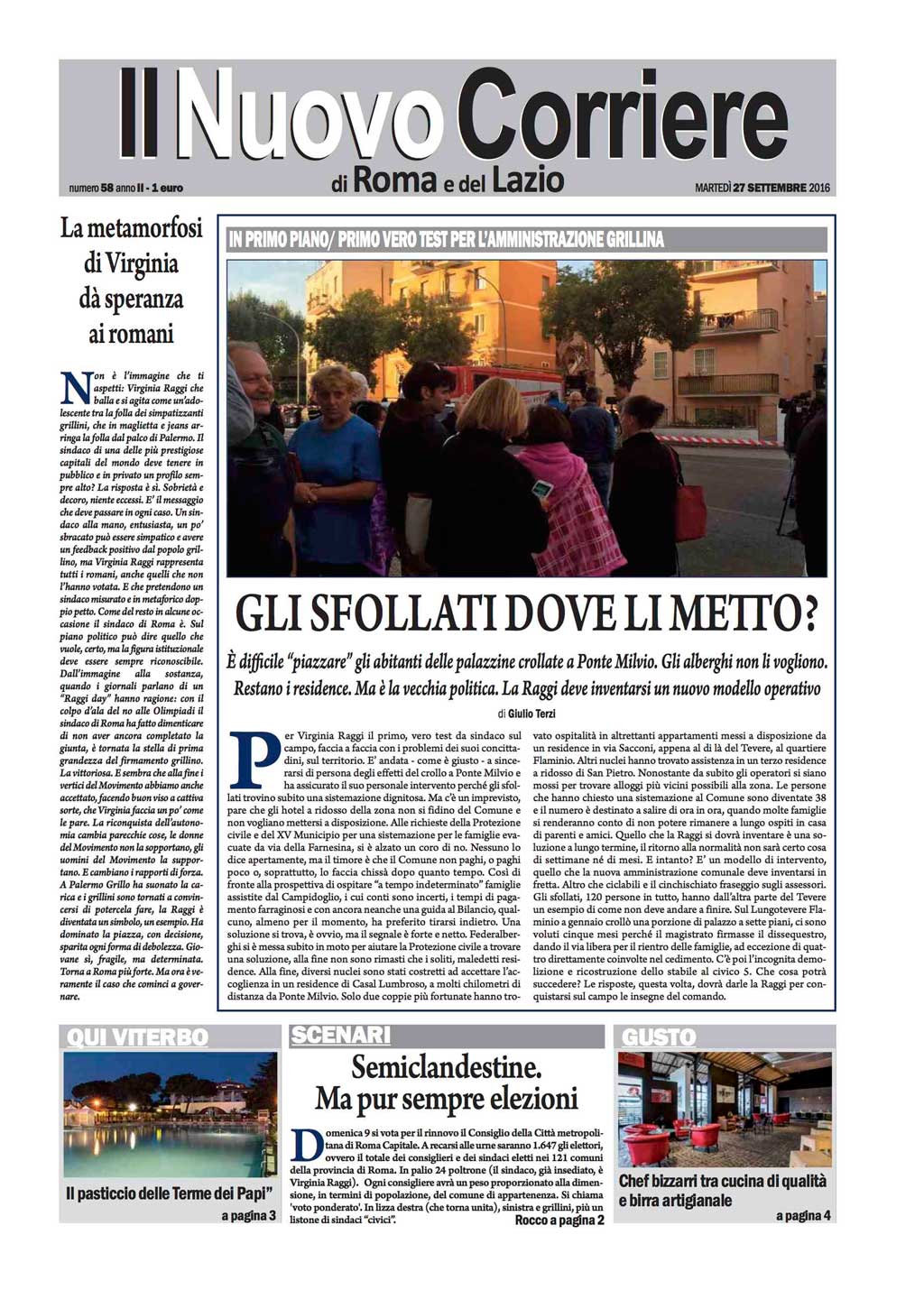 Il Nuovo Corriere di Roma e del Lazio – Martedì 27 Settembre 2016