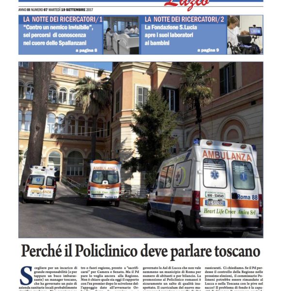 Sanità Il Nuovo Corriere n.67 del 19 settembre 2017